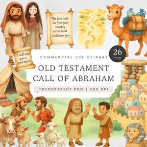 Call of Abraham Clipart, Stary Testament Postać z Biblii Clip Art, Postać biblijna PNG, Grafiki szkoły niedzielnej, Obrazy Genesis, PA01