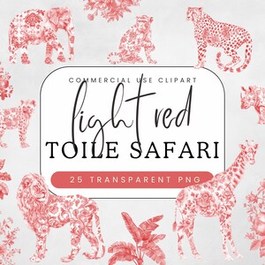 Lichtrode Toile Safari Babyshower | Franse Toile De Juoy | Chinoiserie Afrikaanse wilde dieren | Elegant bloemendecor | Commercieel gebruik