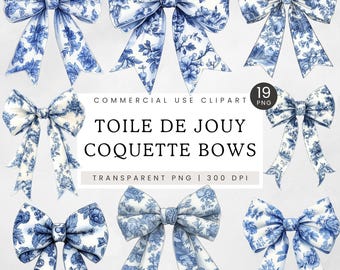 Toile de Jouy Coquette Bow PNG, Vintage French Blue Floral Bow Clipart, Preppy Chinoiserie Clip art, Trendy Grandmillennial Sublimation