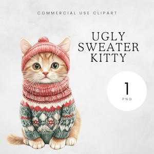 white christmas dresses Blue Pizza Cat Ugly Christmas Sweater – D&F Clothing® main image 0