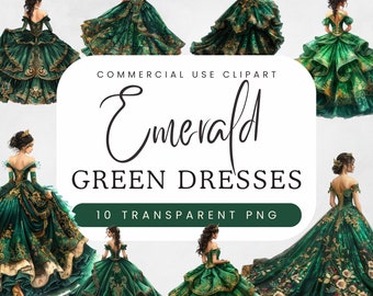 Clipart de vestido de quinceañera verde esmeralda Clipart de