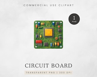 Circuit Board Clipart PNG, Computer Chip Graphic, Technology Electronics Illustration, Commercial Use Digital Download