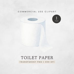Toilet Paper Clipart, Watercolor Toilet Paper Roll Clip Art, Single Toilet Paper Graphic, Bathroom Images, Potty Training PNG