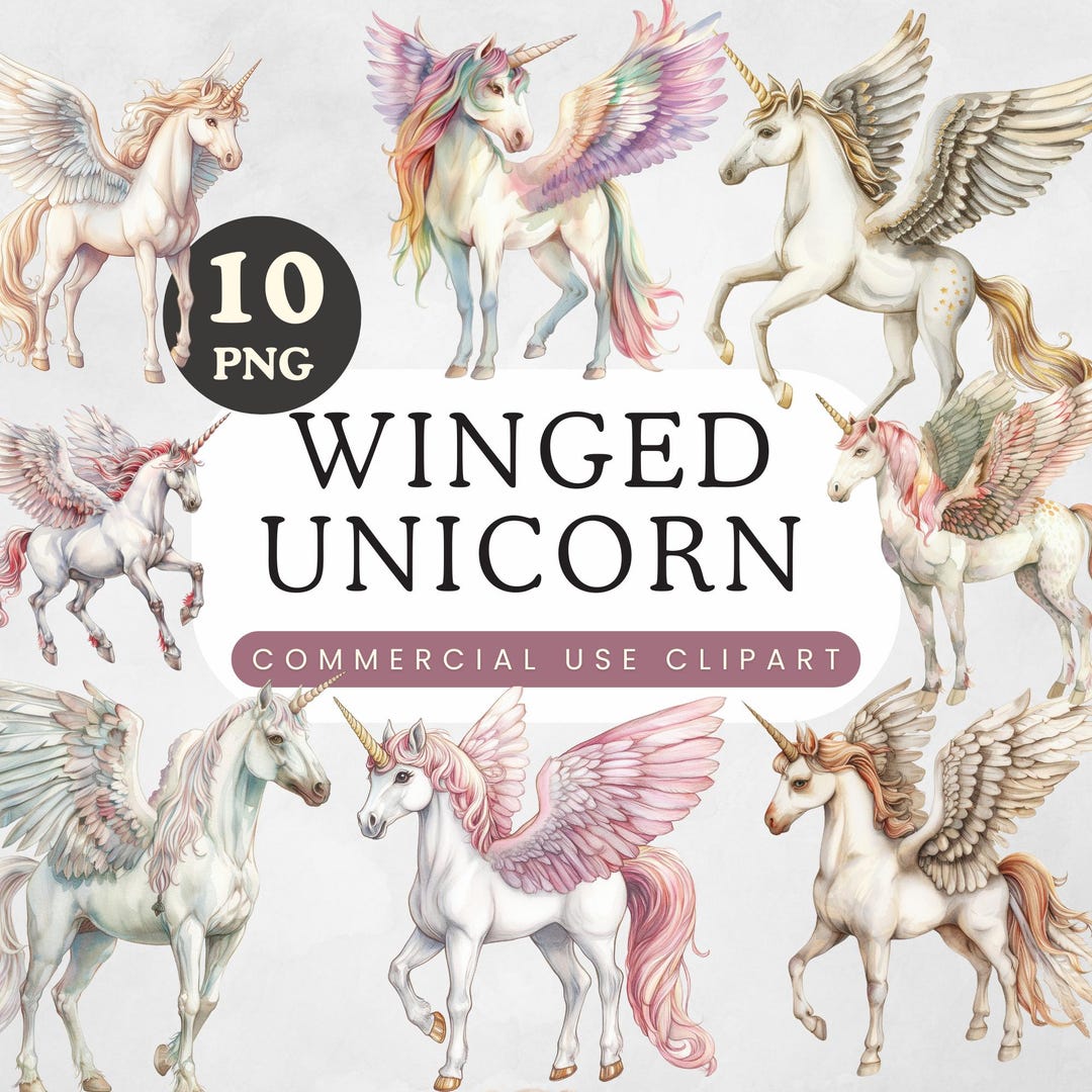 Unicorn With Wings PNG | Rainbow Pegasus Clip Art | Magic Animal ...