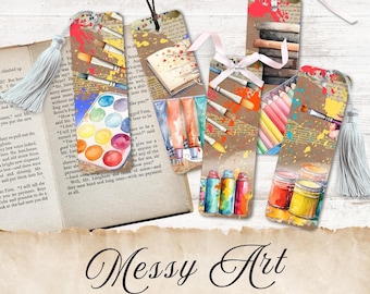 Cute Quirky Art Bookmarks Printable, Painter Printable Bookmark, Print at Home, Cute Book Lover Gifts, Print and Cut, Gift for Kids
