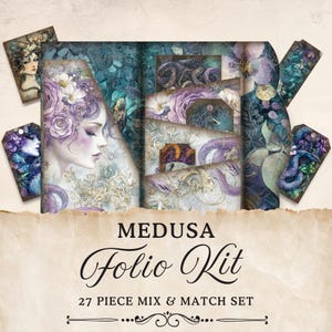 Medusa Junk Journal Folio Printables | Pochette assortie de 27 pièces, éphémères fantastiques à imprimer, créations en papier, feuille de collage 11 x 8,5, JJ027
