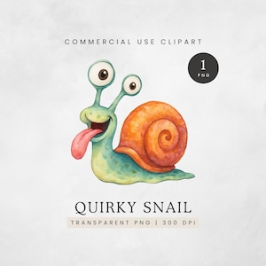 Quirky Snail Clipart, Watercolor Cute Snail PNG, Funny Snail Clip Art, Whimsical Bug Graphics, Silly Snail Images, Weird Insects Clipart