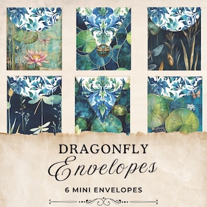 Dragonfly Junk Journal Printables Envelopes | Vintage Digital Scrapbooking Collage | Ephemera Journaling Shabby Chic Digi Kit | JJ001