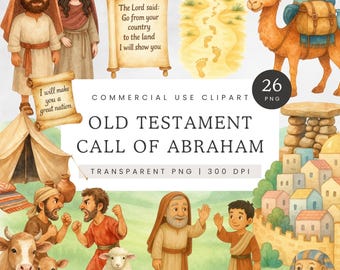 Call of Abraham Clipart, Old Testament Bible Character Clip Art, Biblical Character PNG, Sunday School Graphics, Genesis Images, PA01