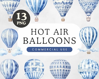 Pastel Watercolor Hot Air Balloon PNG | Blue Watercolor clipart, Boy Baby Shower Decor, Nursery Art, Cute Wall Art, Invitations and Designs