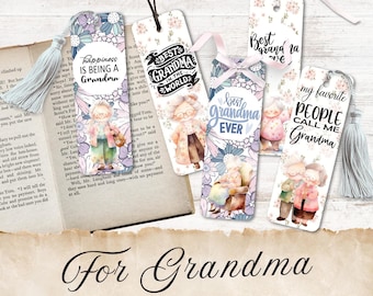 Marcapáginas imprimibles para abuela, con estampado floral, para imprimir en casa, bonitos regalos para amantes de los libros, para imprimir y recortar, regalo para abuela.