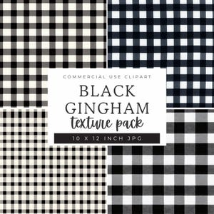 Black Gingham Pattern Digital Paper, Plaid Background Texture, Gingham Seamless Pattern, Neutral Gingham Coquette Style Background