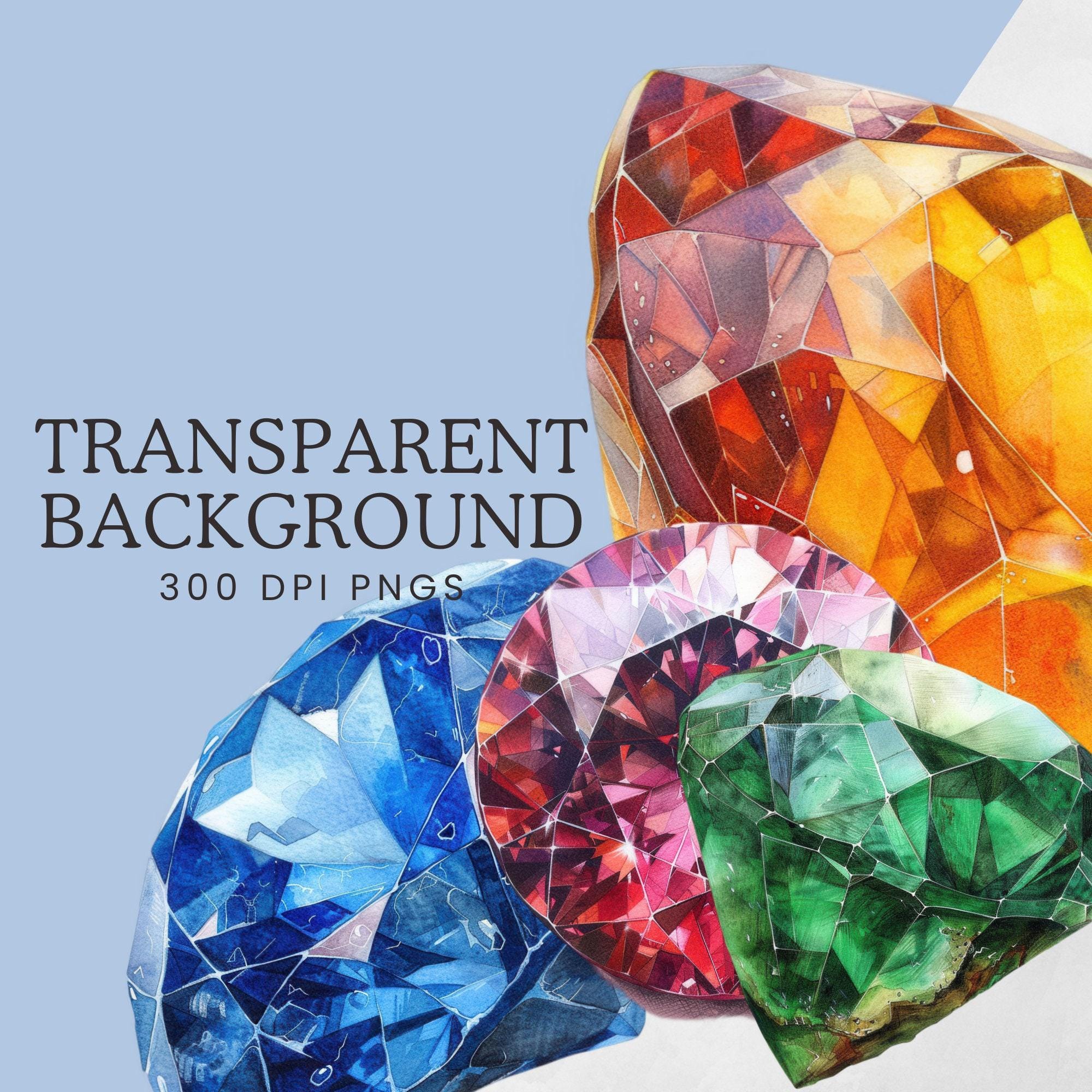 Birthstone Clipart | Watercolor Polished Birth Stone | Gemstone ...