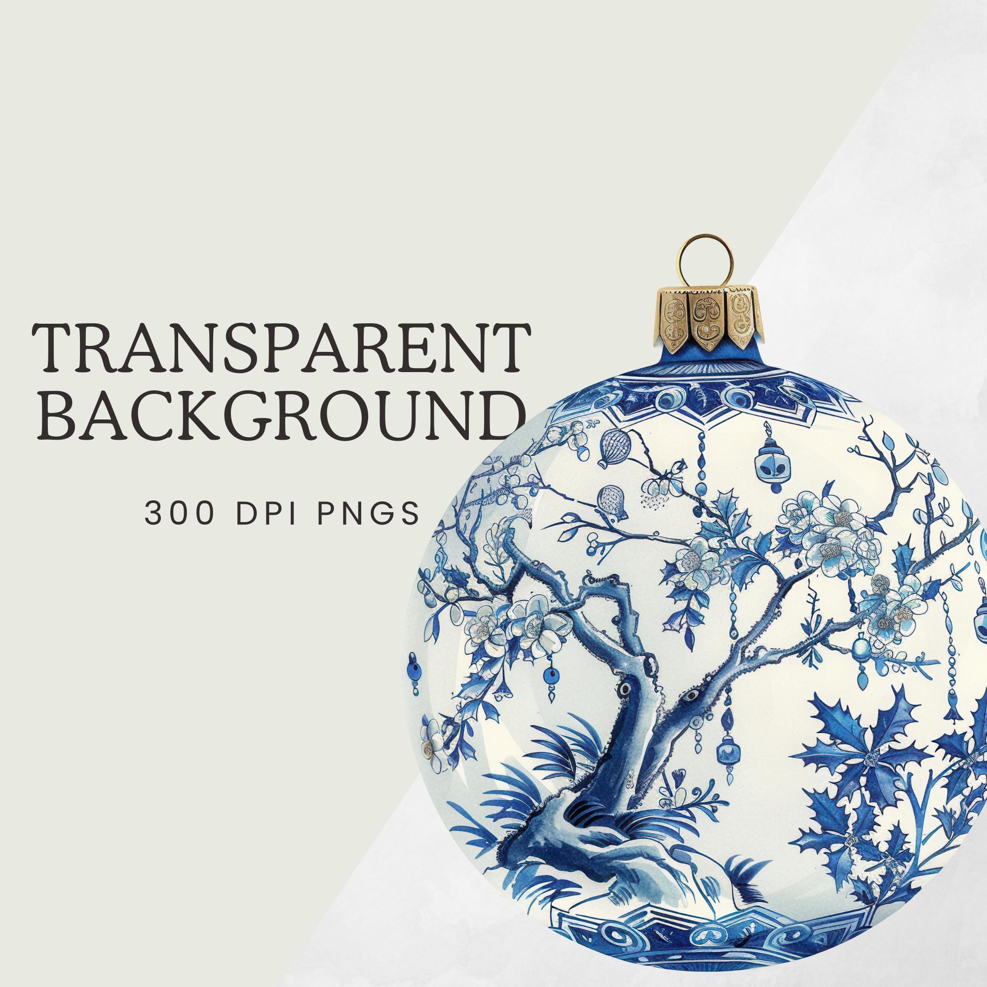 Christmas Toile Ornaments Clipart | Blue and White Chinoiserie Baubles ...