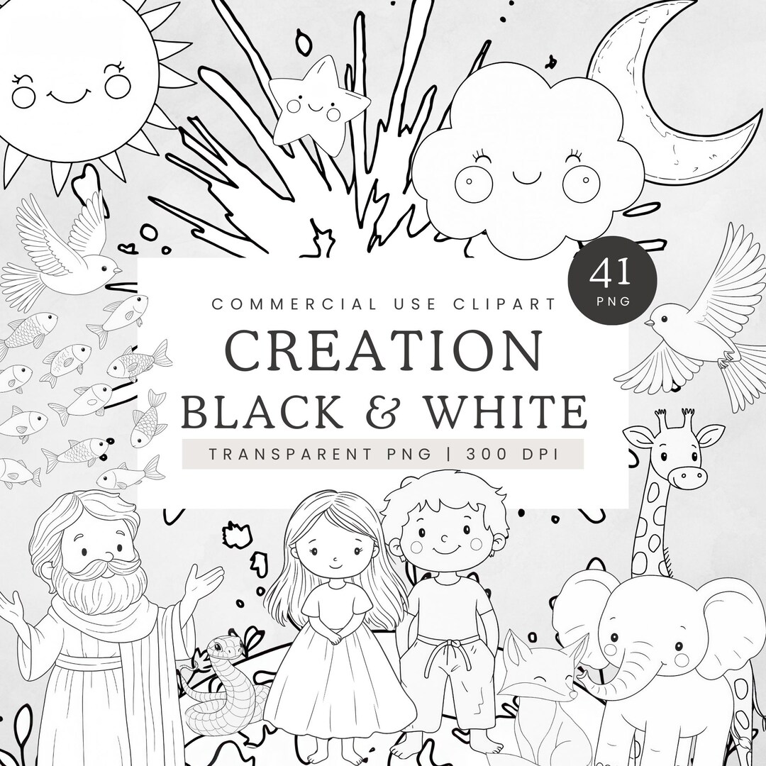 Black & White Bible Clipart, Creation of Adam PNG, Old Testament Bible ...