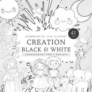 Imágenes prediseñadas de la Biblia en blanco y negro, Creación de Adán PNG, Imágenes prediseñadas de la historia bíblica del Antiguo Testamento, Imagen para colorear de Génesis 1, Linda ilustración cristiana