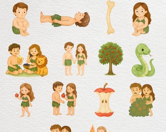 Adam and Eve Clip Art, Kids Bible Study Clipart, Adam and Eve PNG - Main Image