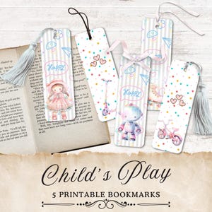 Marcadores de livros de brinquedo fofos para crianças para imprimir, Marcadores de livros para crianças para imprimir, Imprimir em casa, Presentes fofos para amantes de livros, Imprimir e recortar, Presente para crianças