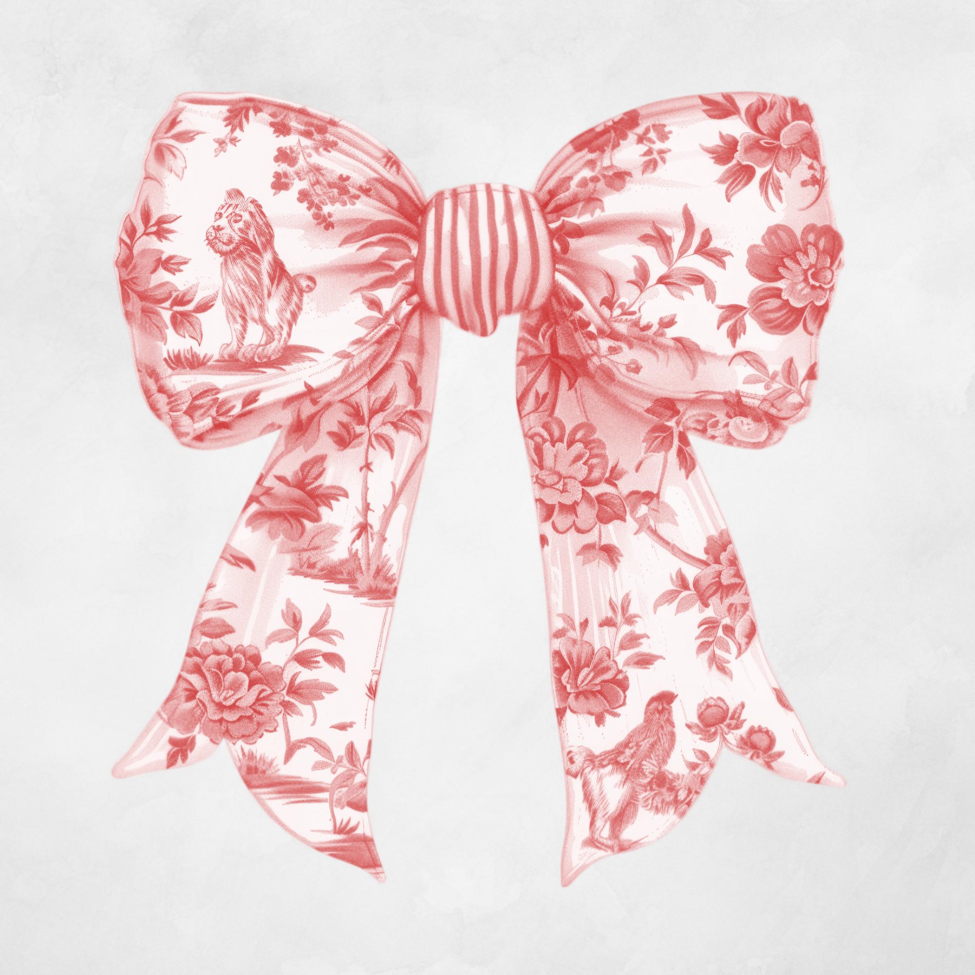 Light Red Toile Bow Clipart Vintage French Toile De Juoy Coquette Bows ...