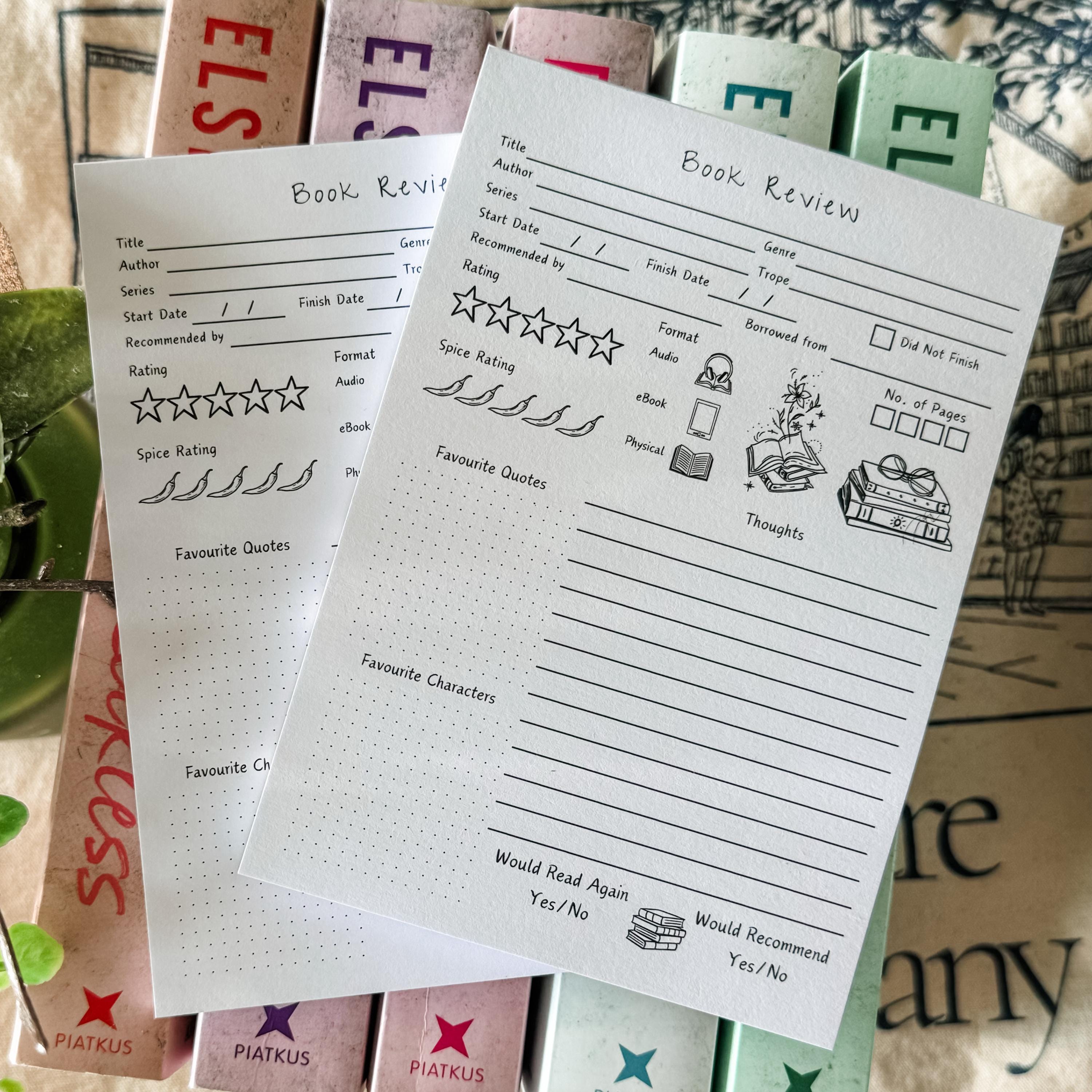 Book Review Notepad A6 - Book Lover Gift. Black and White. Bookish ...