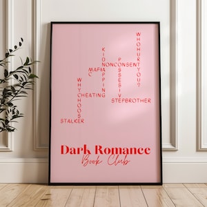 Dark Romance Tropes - Buchliebhaber Traum Digitale Wand Kunst Druck, Booktrovert Print für Leseratten Mädchen, Kunst für Bibliothek und Bücherecke Smut