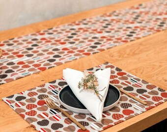 Coffee, Hearts Runner Placemat - Kitchen Accessory, Elevate Kitchen Experience, Dining Table Décor, Holiday Placemat Rustic Table Setting