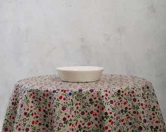 Tovaglia rotonda in lino. Tovaglia circolare. Tovaglia di dimensioni personalizzate. Tovaglia da pranzo floreale. Decorazione per Matrimoni, Anniversari