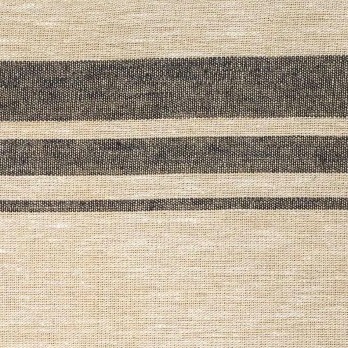 French Style Rustic Linen Table Runner – Black Stripes. Farmhouse Table ...