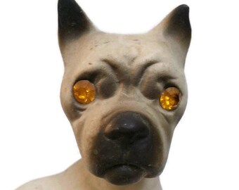 Vintage Roseland Rhinestone Eyes Dog Sparkle Kitsch Boxer Mid Century