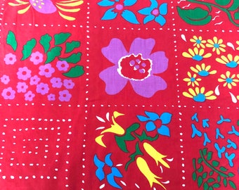 Vintage Bright Primary Colors Fruit of the Loom Fabric Remnant