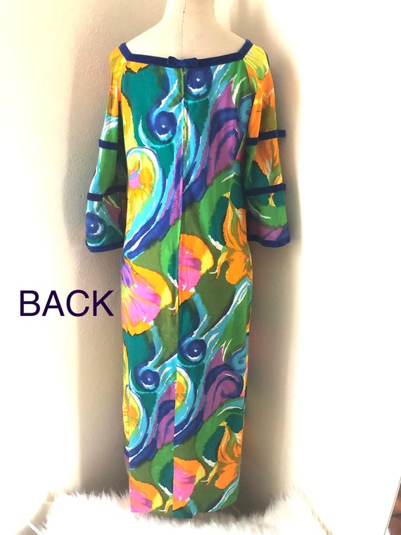 Incredible 60s Psychedelic Hawaiian Dress Velvet … - image 2