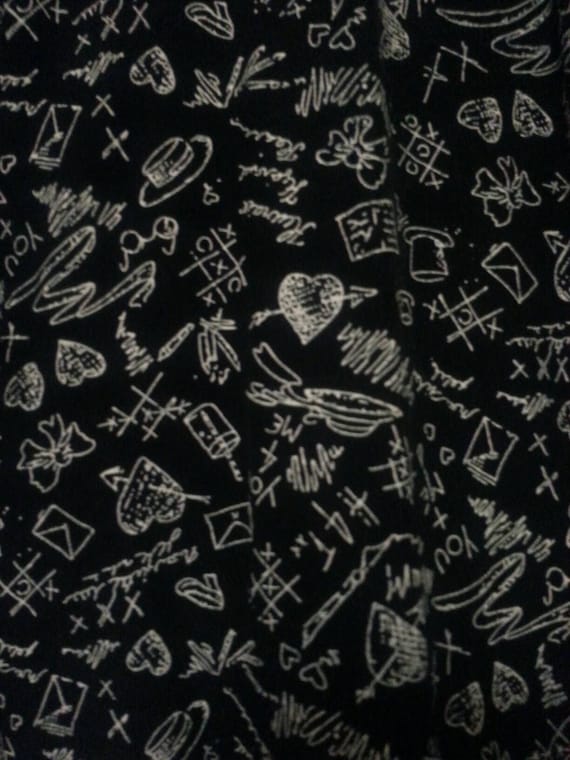 Vintage 80s Doodle Dress Black and White Attached 