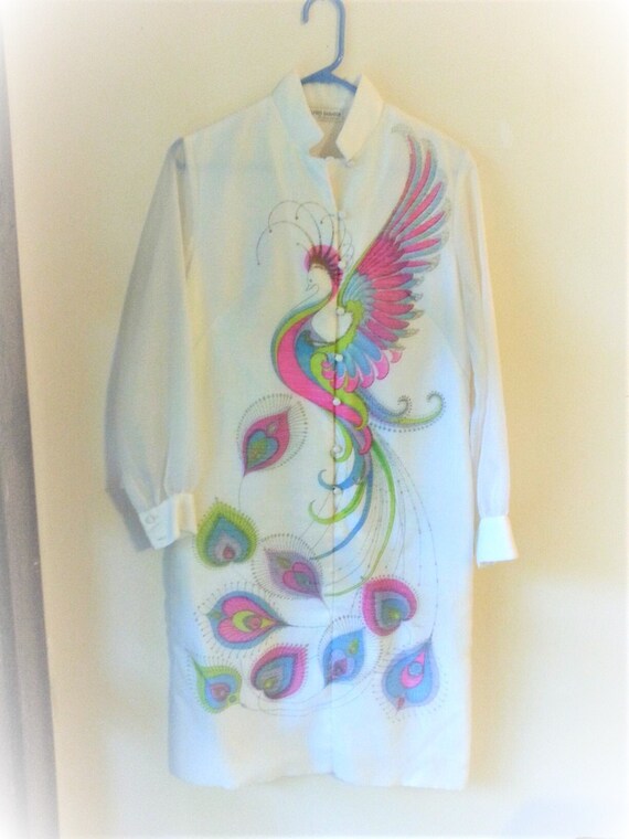 Spectacular Vintage Alfred Shaheen Dress Peacock P
