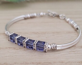 June Birthstone Bracelet Personalized Birthday Gift For Her Tanzanite Birthstone Jewelry Custom Bridesmaid Bracelet Gift For Bridal Party