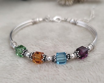 Mothers Birthstone Bracelet Grandma Bracelet Birthstone Mother&#39;s Day Gift for Her Anniversary Gift for Wife Family Birthstone Bracelet Gift