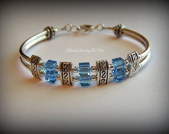 March Birthstone Bracelet: Birthstone Jewelry, Aquamarine Jewelry, Aqua Birthstone Bracelet, March Birthstone Jewelry, Custom Birthstone