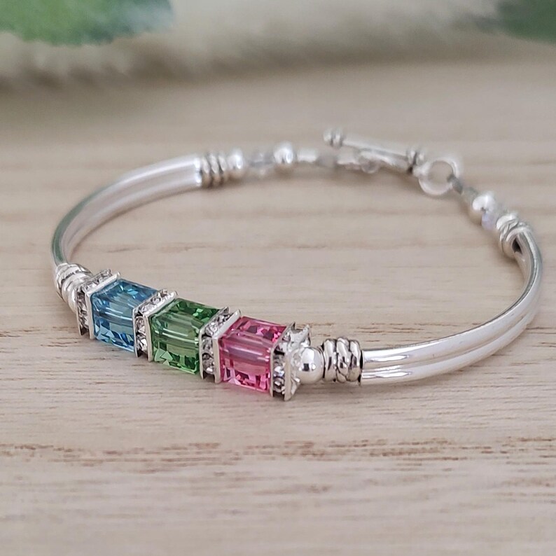 aquamarine birthstone bangle bracelet