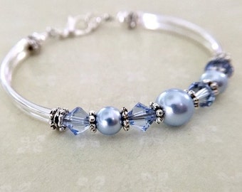 Pearl bridesmaid bangle bracelet for bride, maid of honor, mother of bride or mother of groom