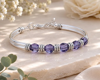 June Birthstone Bracelet for Women, Tanzanite Crystal Bracelet, Personalized     Birthday Gift for Daughter, Grandmother Birthstone Gift