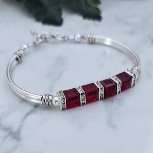 Custom Birthstone Bracelet July Birthstone Bracelet Ruby Birthday Gift Bracelet Gift for Her Ruby Birthstone Bracelet July Birthday Gift