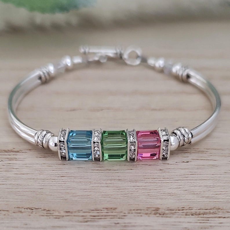 march birthstone bangle bracelet