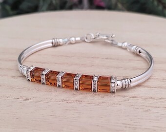 Topaz Birthstone Bracelet for Women November Birthstone Jewelry for Her Personalized Birthday Gift for Wife Custom Jewelry Birthday Gift