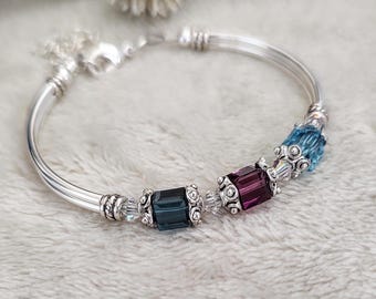Mothers Birthstone Bracelet Customized Mothers Day Grandma Custom Birthday Jewelry Family Gem Bracelet for Special Occasion and Anniversary