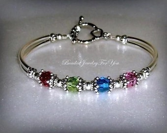 Birthstone Bracelet for Women Mothers Day Gift for Her Birthday Custom Beaded Bracelet Gift for Grandma Birthstone Bracelet for Sister