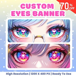 Custom Twitch Banner | Eye Banner, Anime Ilustration,  custom eye banner for Twitch, Youtube, Discord, Twitter, twitch banner