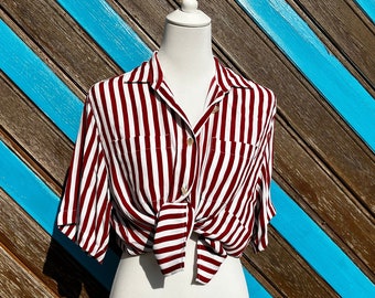 Maroon Striped Top - Carthago - Size 40