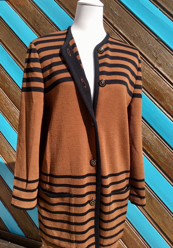 Vintage 80s Brown and Black Striped Sweater - Ara… - image 7