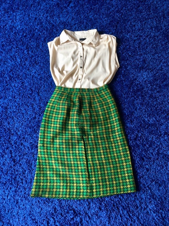 60s Dutchmaid Green Plaid Skirt