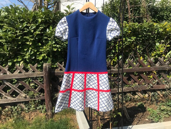 blue and white plaid mini dress Laguna Blue Puff Sleeve Maxi Dress – ABODE HOME main image 0