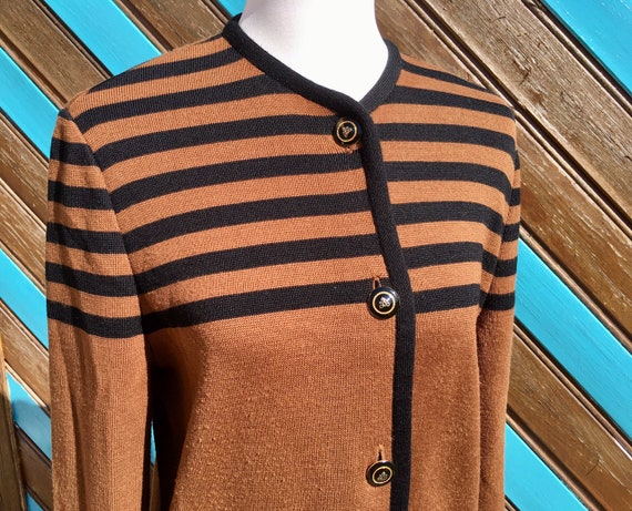 Vintage 80s Brown and Black Striped Sweater - Ara… - image 6